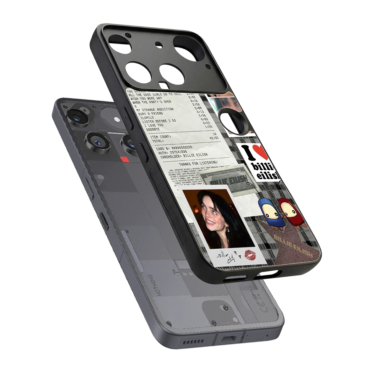 Billie Eilish sleek nothing phone 3 cover with tempered glass back and TPU edges
