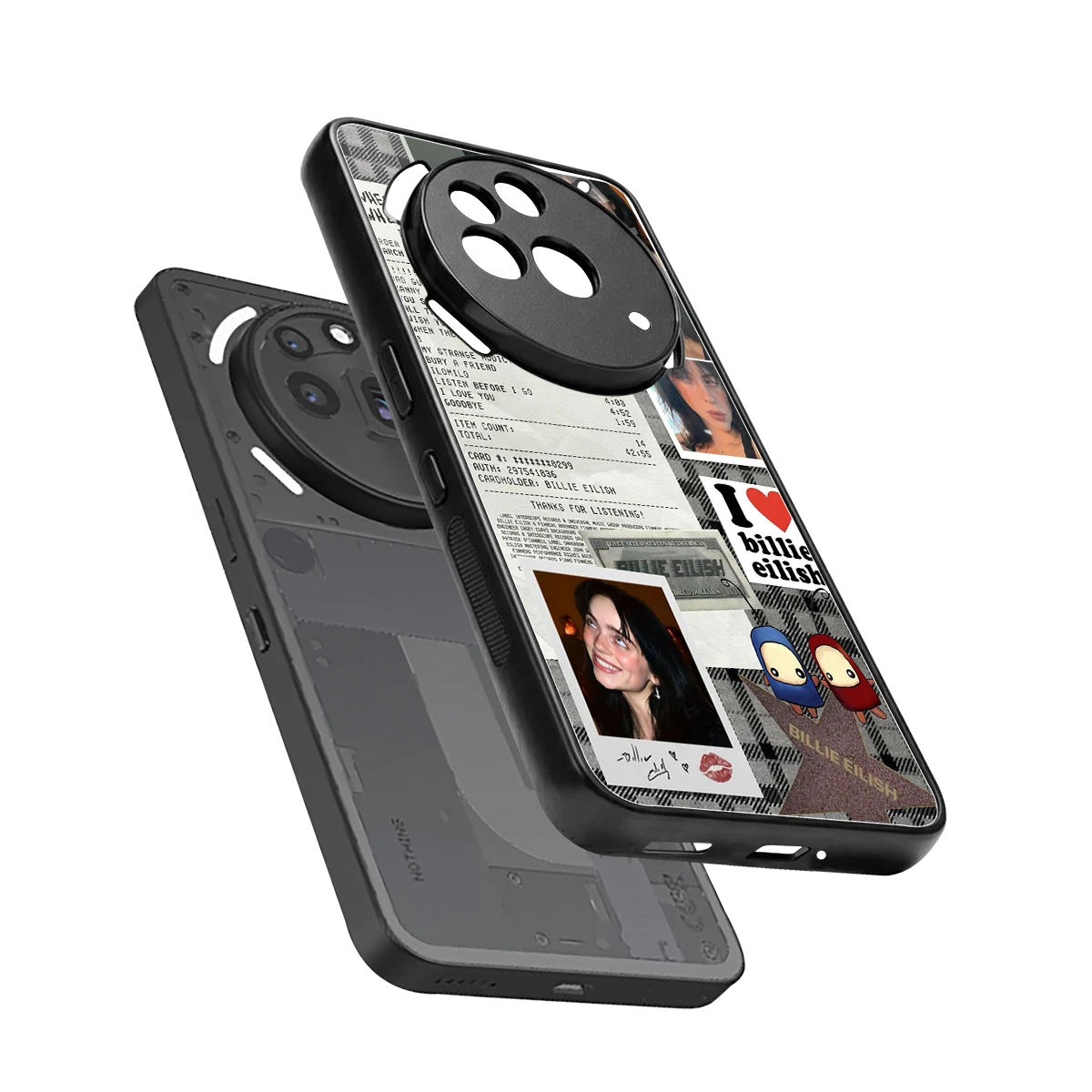 Billie Eilish sleek nothing phone 3a pro cover with tempered glass back and TPU edges