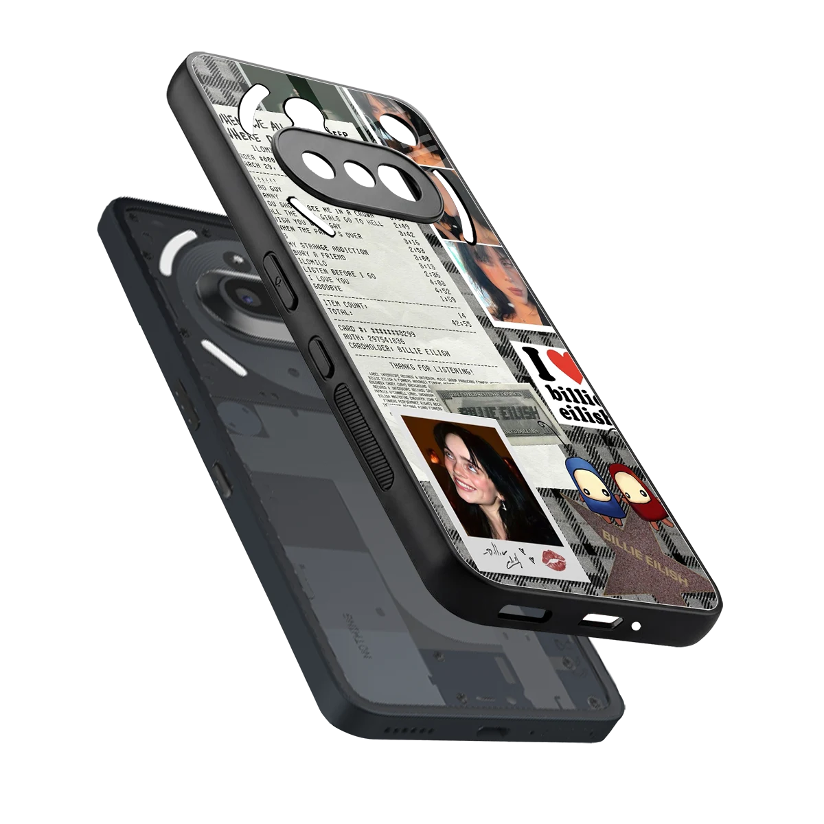 Billie Eilish sleek nothing phone 3a cover with tempered glass back and TPU edges