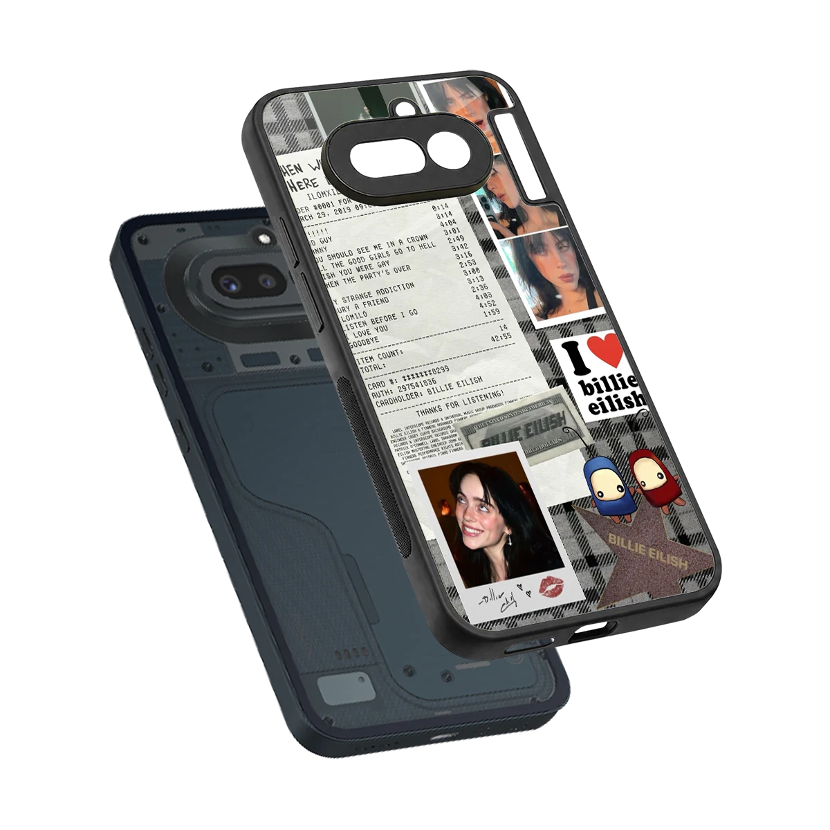 Billie Eilish sleek nothing phone 4a cover with tempered glass back and TPU edges
