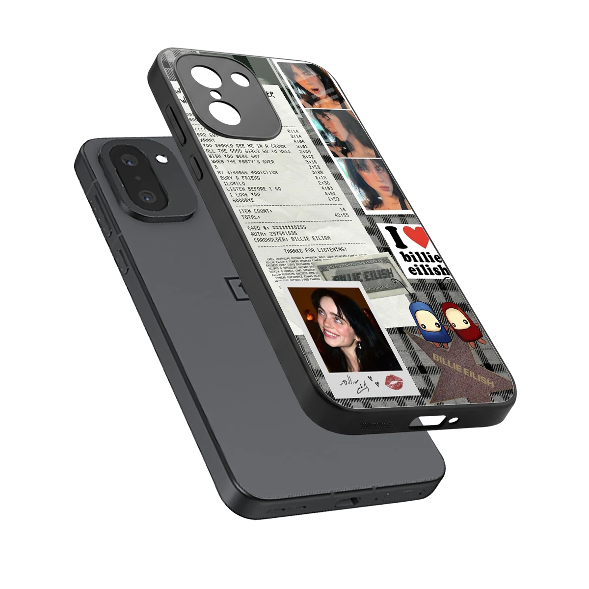 Billie Eilish sleek oneplus 15r cover with tempered glass back and TPU edges