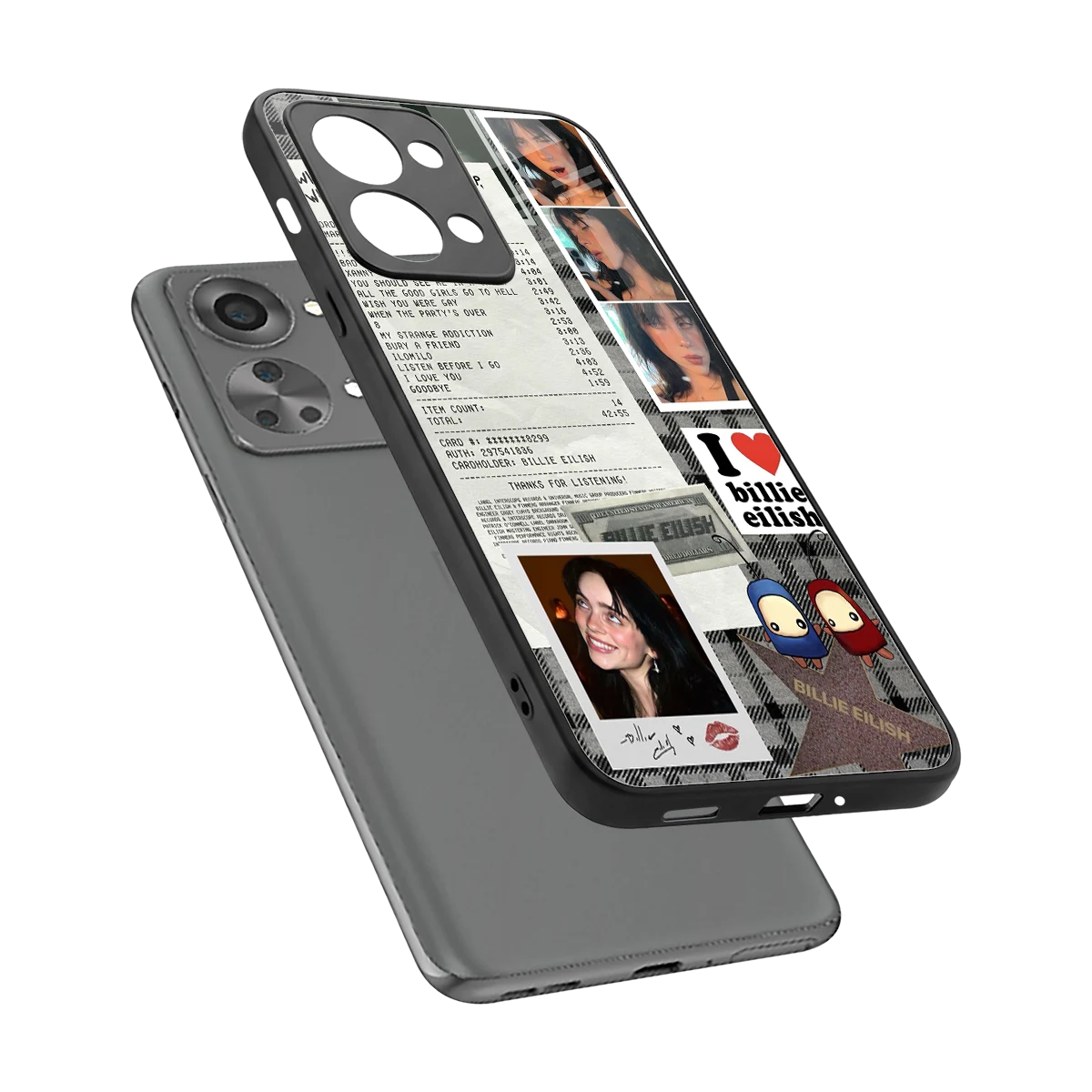 Billie Eilish sleek oneplus nord 2t cover with tempered glass back and TPU edges