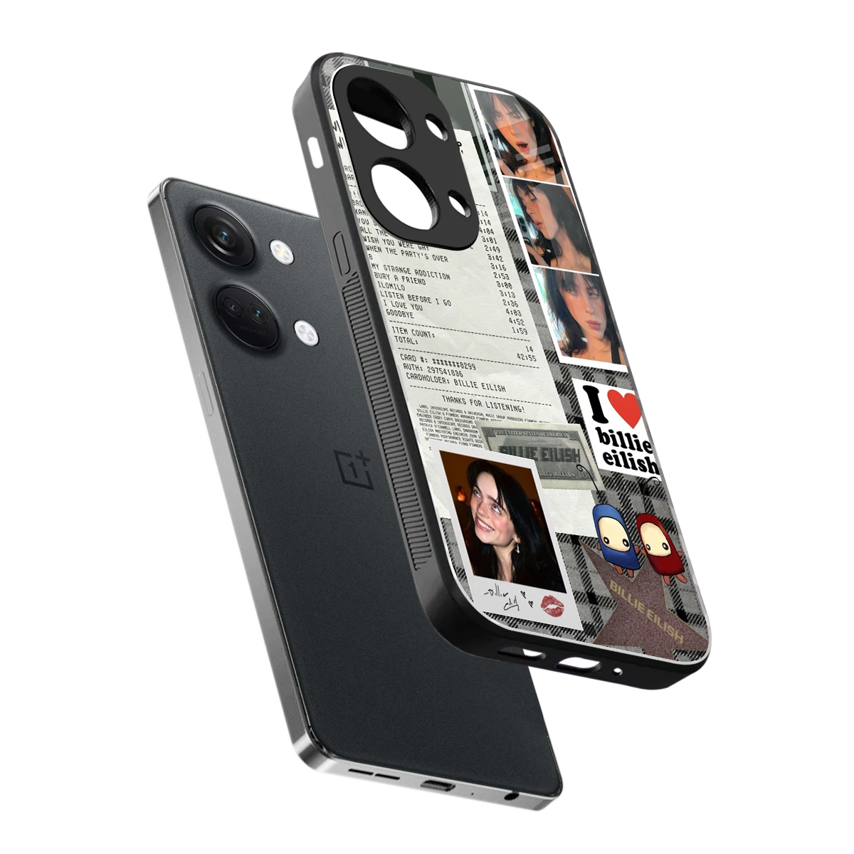 Billie Eilish sleek oneplus nord 3 cover with tempered glass back and TPU edges