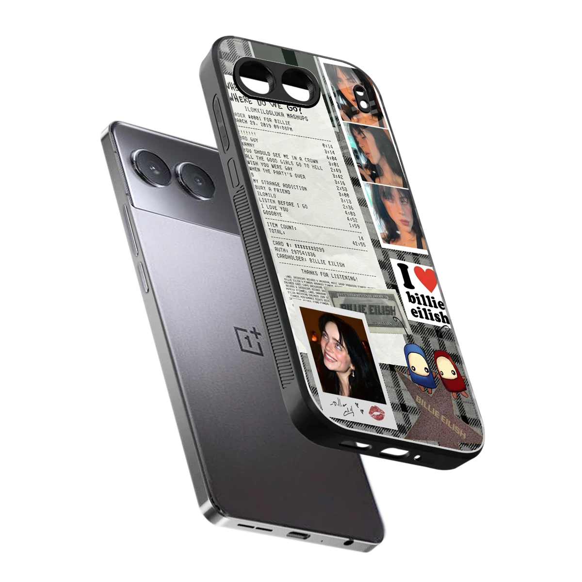 Billie Eilish sleek oneplus nord 4 cover with tempered glass back and TPU edges