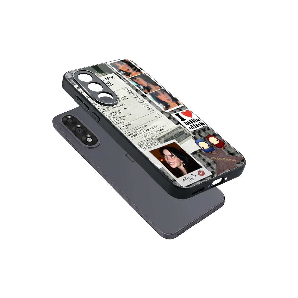 Billie Eilish sleek oneplus nord 5 cover with tempered glass back and TPU edges