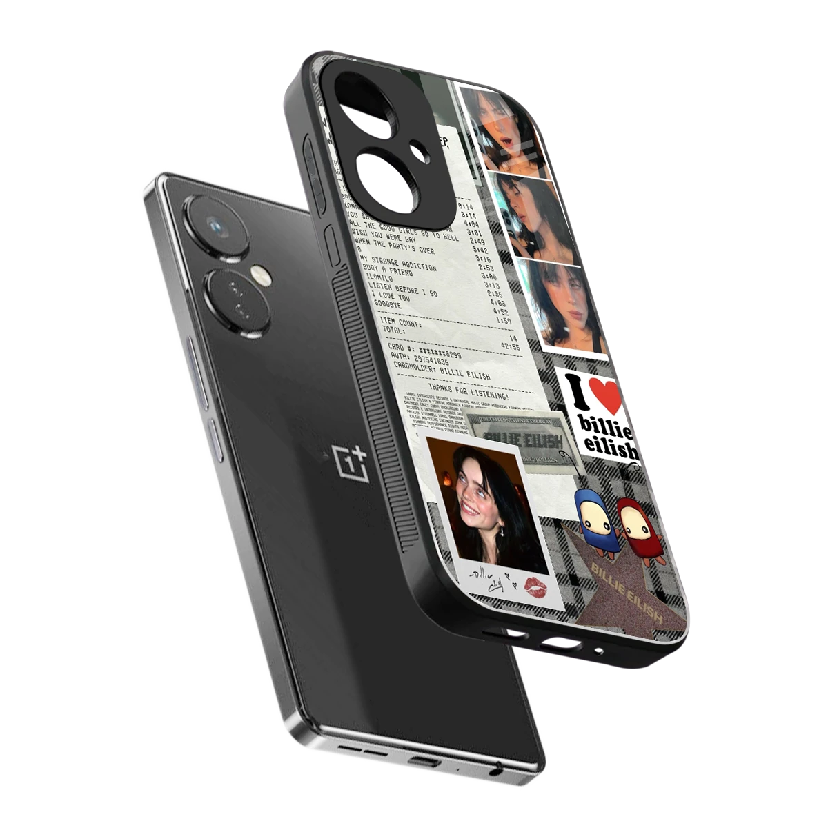 Billie Eilish sleek oneplus nord ce 3 cover with tempered glass back and TPU edges