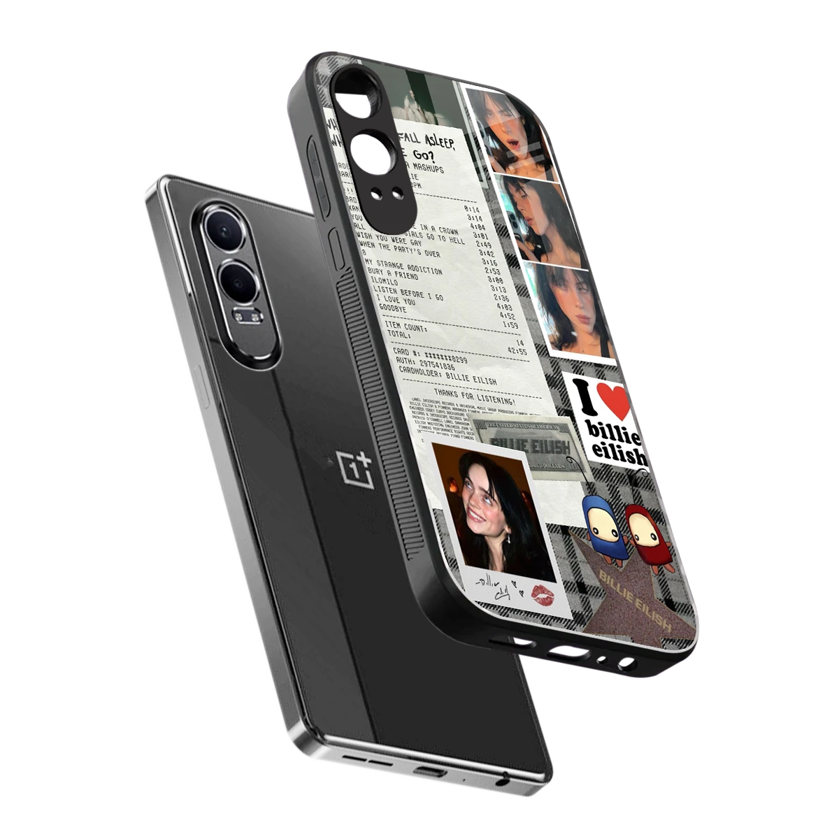 Billie Eilish sleek oneplus nord ce 4 lite cover with tempered glass back and TPU edges