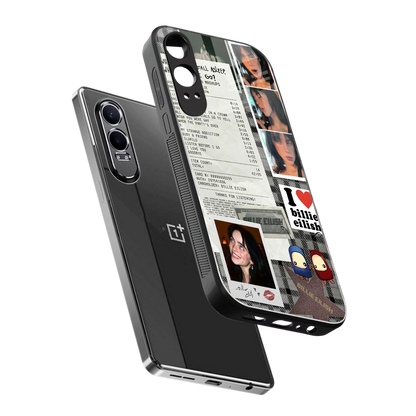 Billie Eilish sleek oneplus nord ce 4 lite cover with tempered glass back and TPU edges