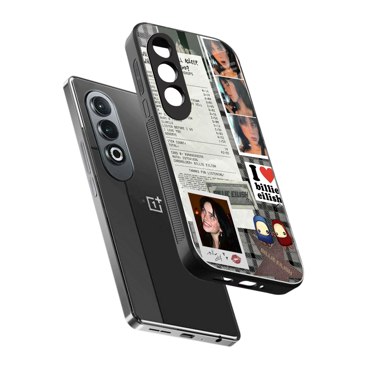 Billie Eilish sleek oneplus nord ce 4 cover with tempered glass back and TPU edges