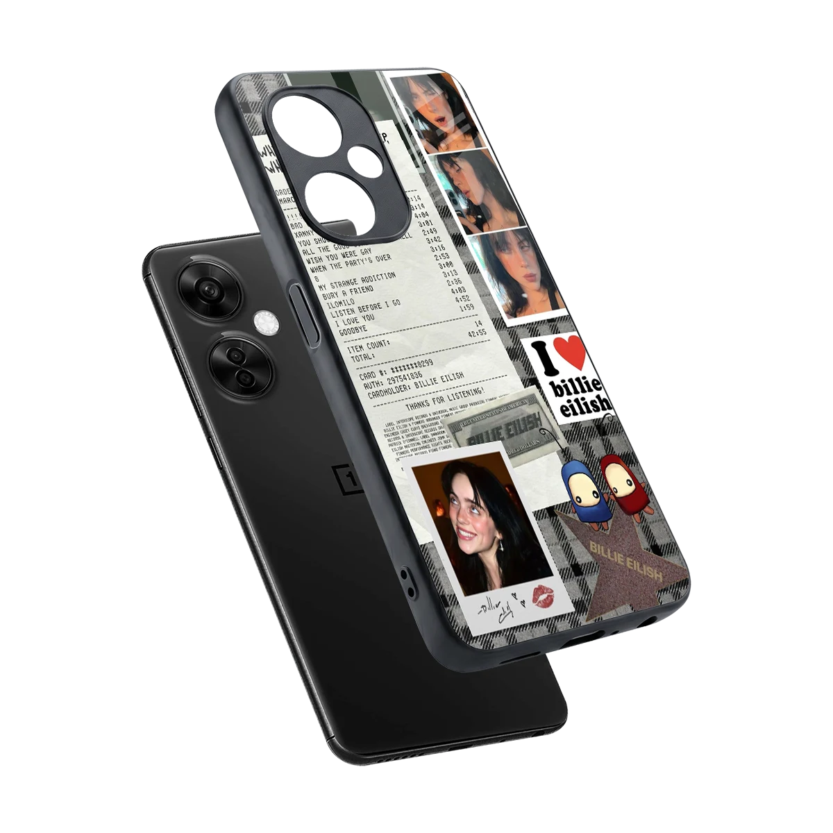 Billie Eilish sleek oneplus nord ce 3 lite cover with tempered glass back and TPU edges