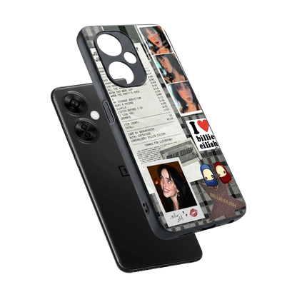 Billie Eilish sleek oneplus nord ce 3 lite cover with tempered glass back and TPU edges