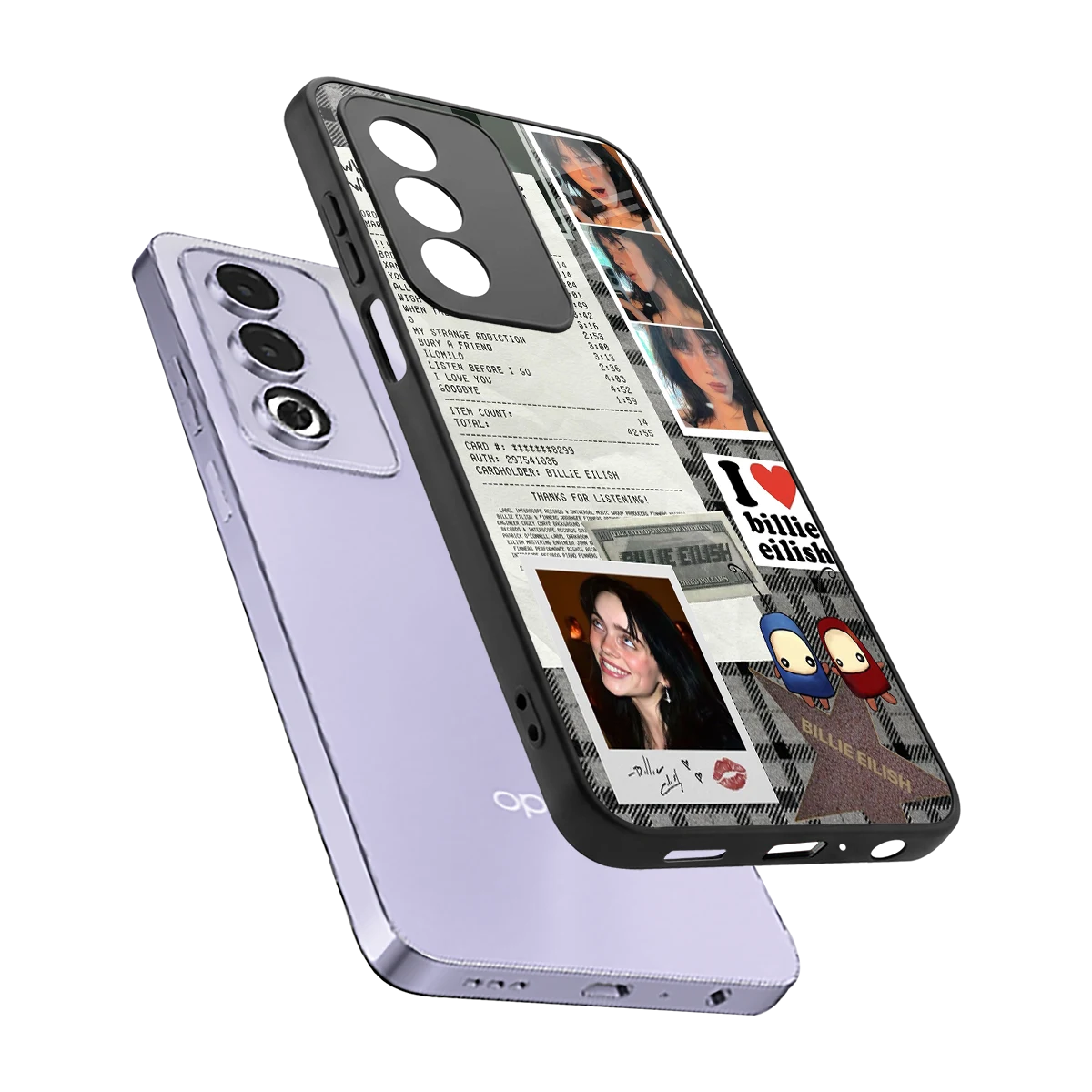 Billie Eilish sleek oppo a3 pro cover with tempered glass back and TPU edges