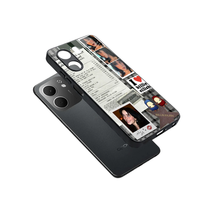 Billie Eilish sleek oppo a5x 5g cover with tempered glass back and TPU edges