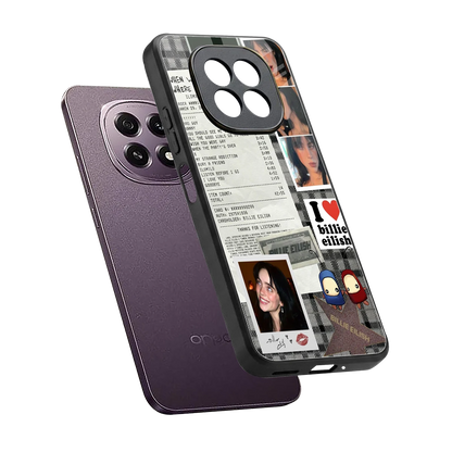 Billie Eilish sleek oppo f29 5g cover with tempered glass back and TPU edges