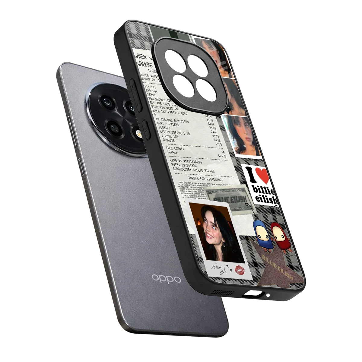 Billie Eilish sleek oppo f29 pro 5g cover with tempered glass back and TPU edges