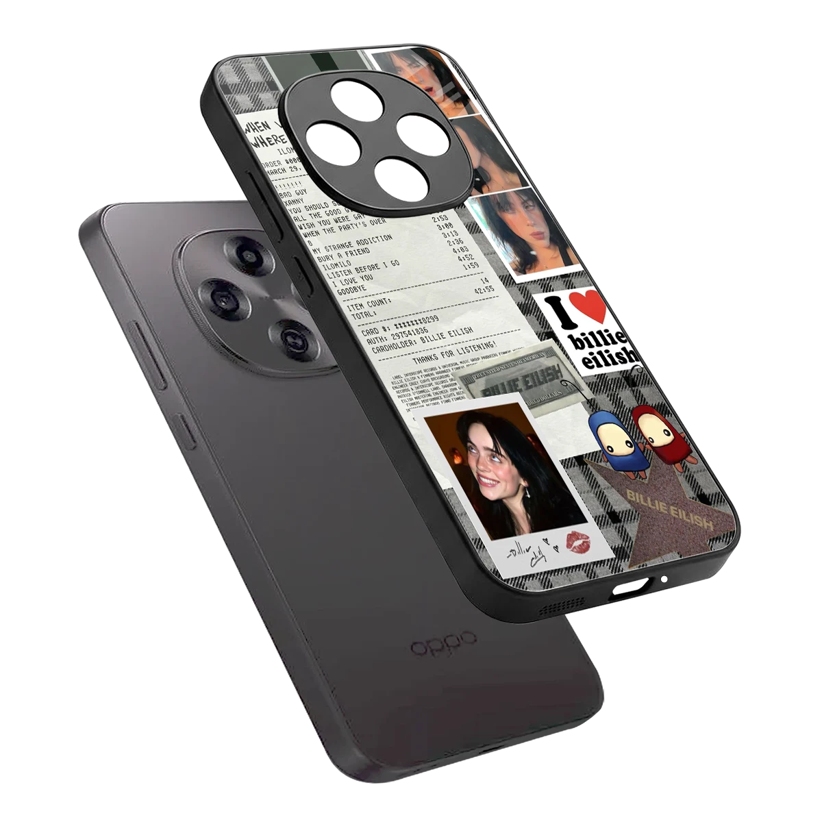 Billie Eilish sleek oppo f31 pro 5g cover with tempered glass back and TPU edges