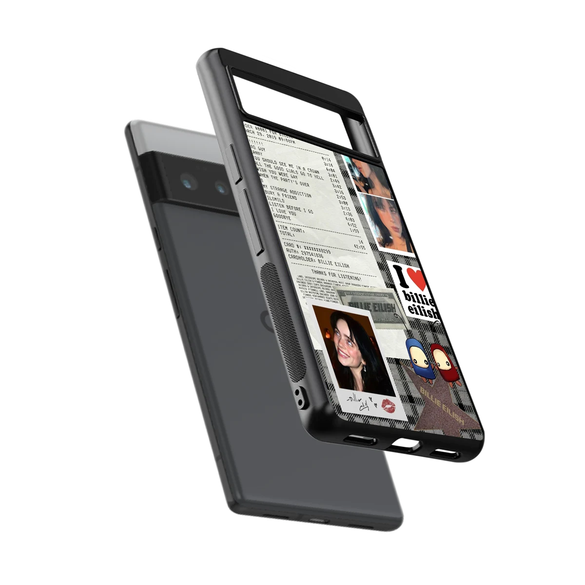 Billie Eilish sleek google pixel 6 pro cover with tempered glass back and TPU edges