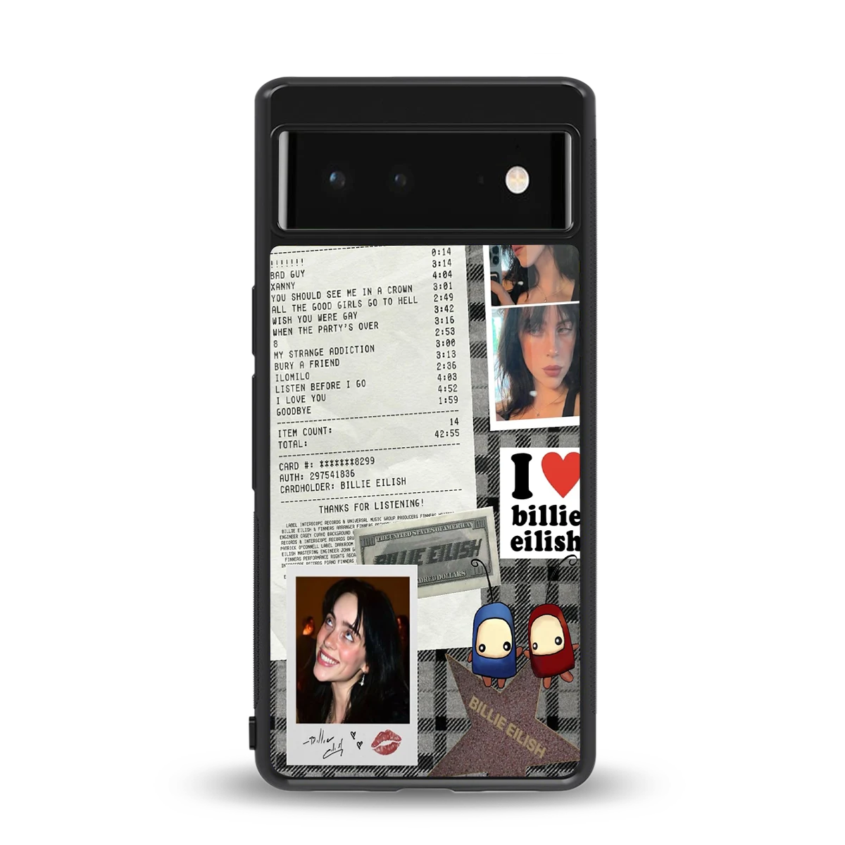 Billie Eilish back phone cover | glass case for google pixel 6