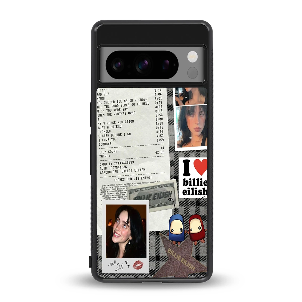 Billie Eilish back phone cover | glass case for google pixel 8 pro