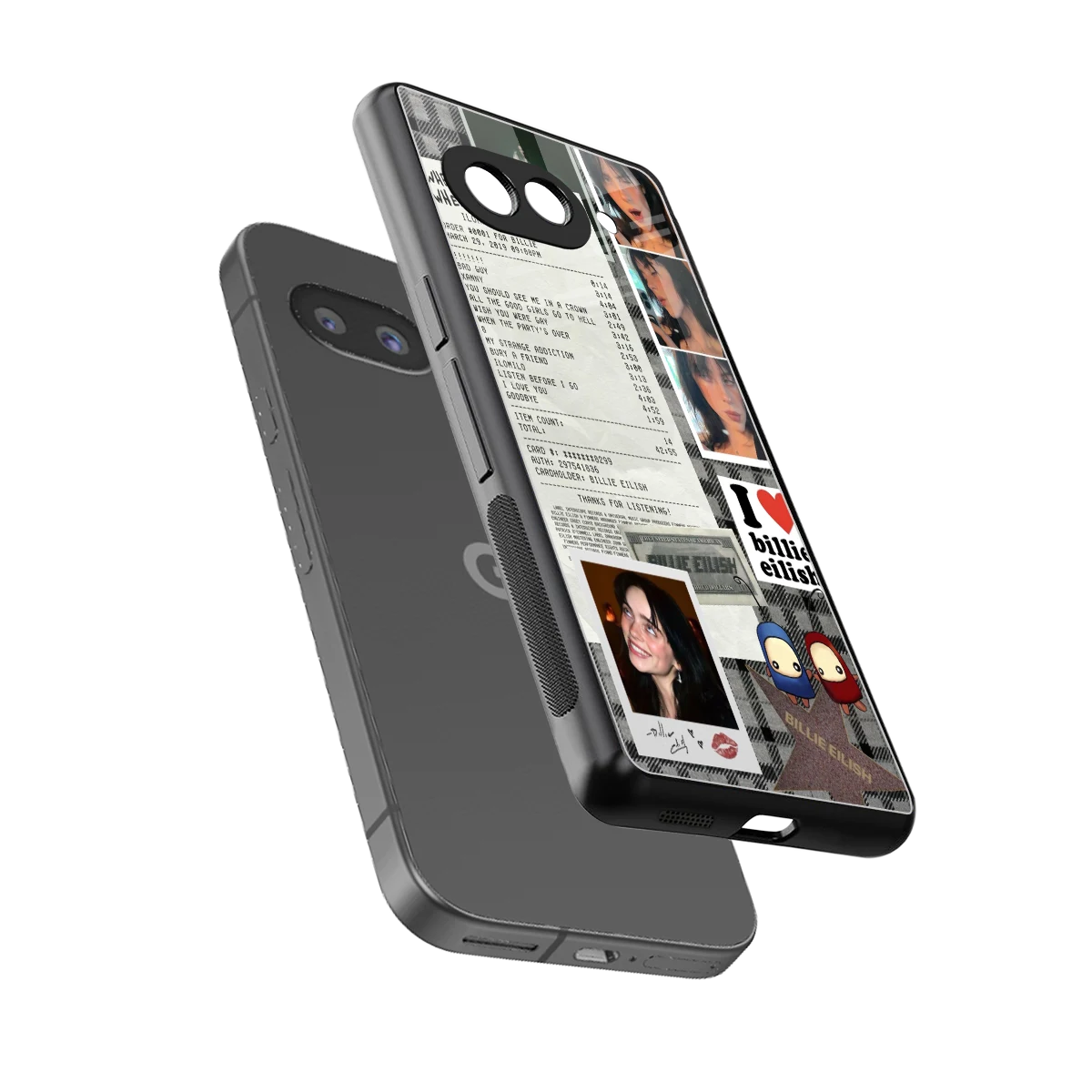 Billie Eilish sleek google pixel 10a cover with tempered glass back and TPU edges