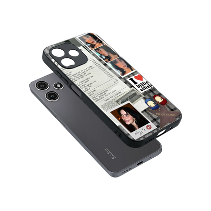 Billie Eilish sleek redmi 12 5g cover with tempered glass back and TPU edges