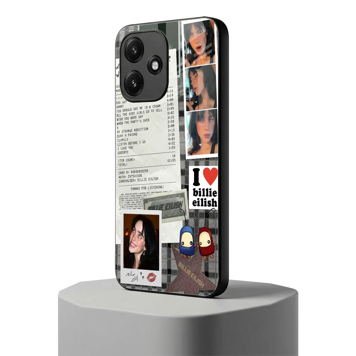 Billie Eilish redmi 12 5g mobile cover | shockproof glass phone case