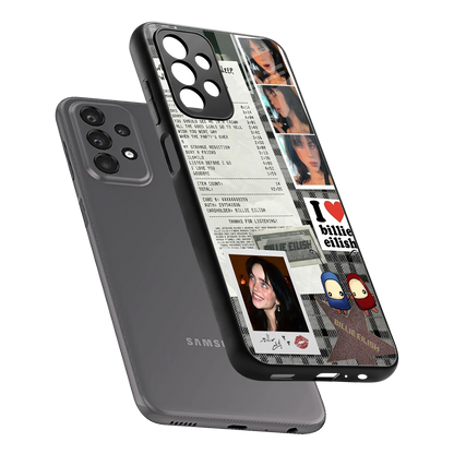 Billie Eilish sleek samsung galaxy a23 cover with tempered glass back and TPU edges