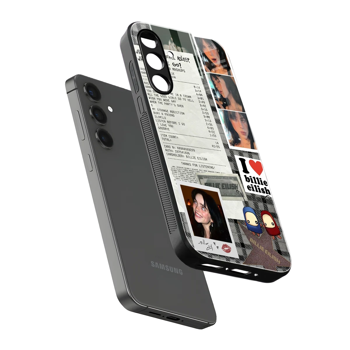 Billie Eilish sleek samsung galaxy m35 5g cover with tempered glass back and TPU edges