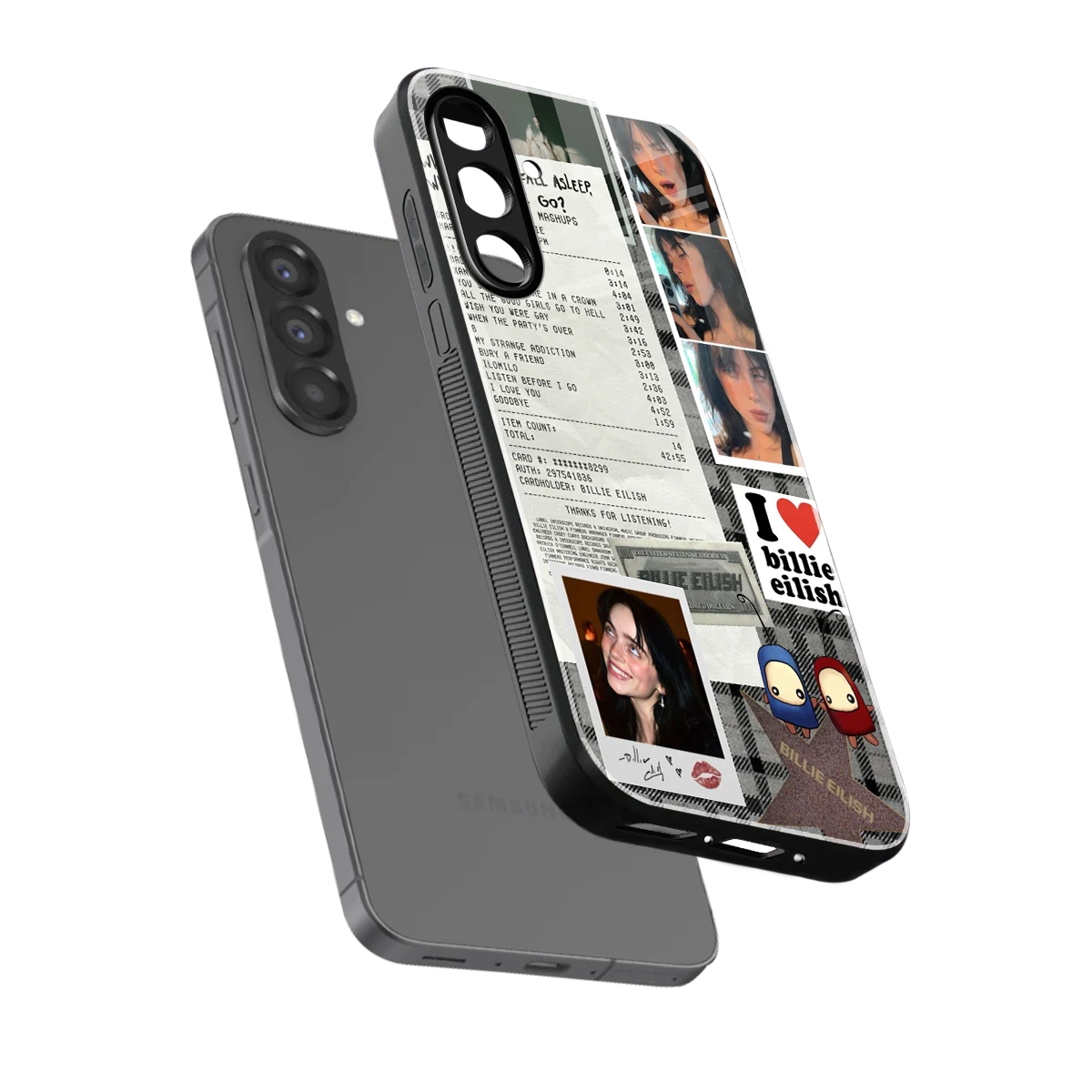 Billie Eilish sleek samsung galaxy a56 5g cover with tempered glass back and TPU edges