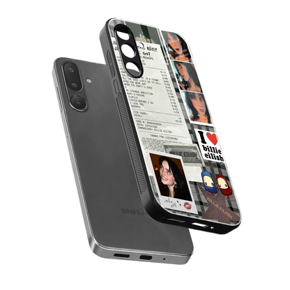 Billie Eilish sleek samsung galaxy m36 5g cover with tempered glass back and TPU edges