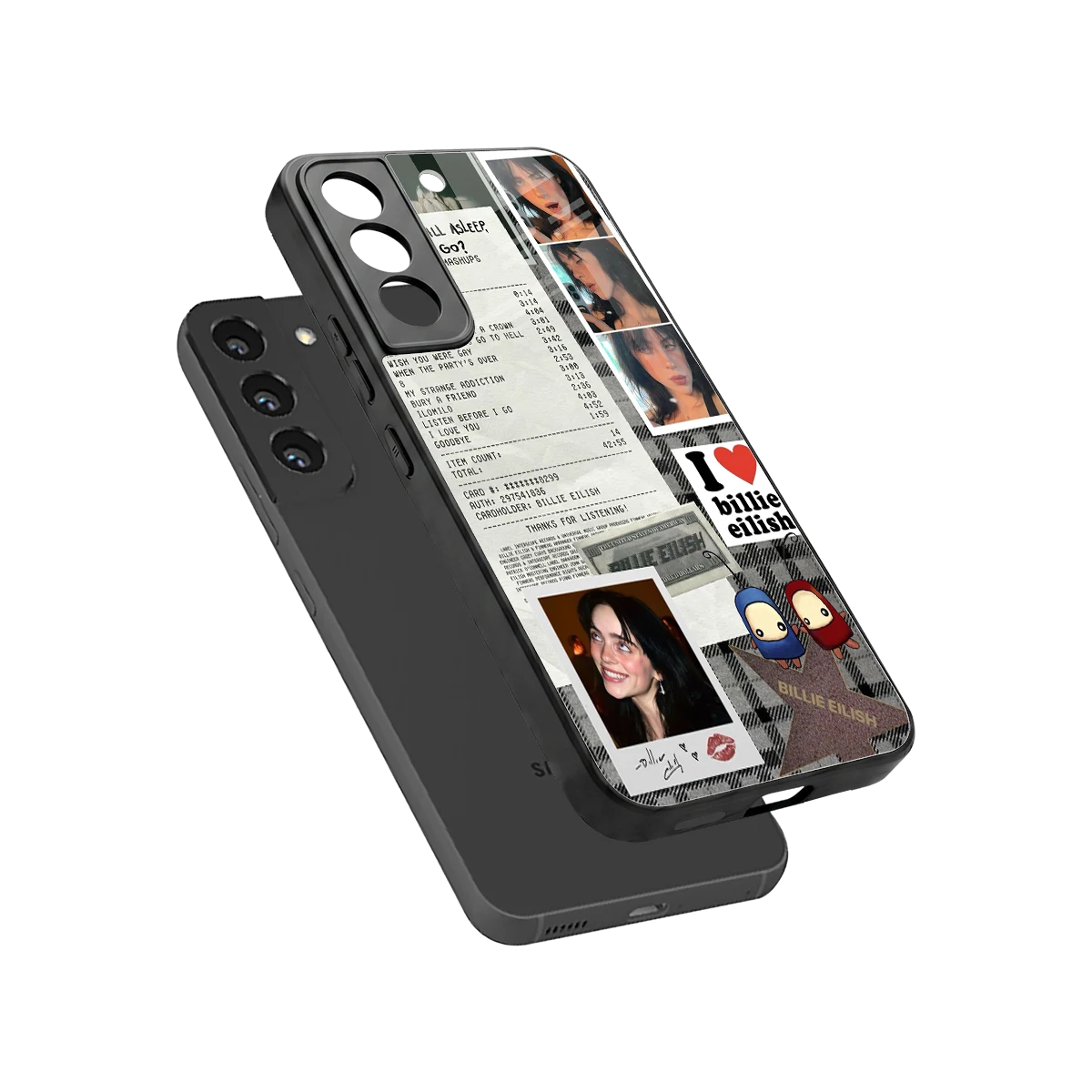 Billie Eilish sleek samsung galaxy s22 cover with tempered glass back and TPU edges