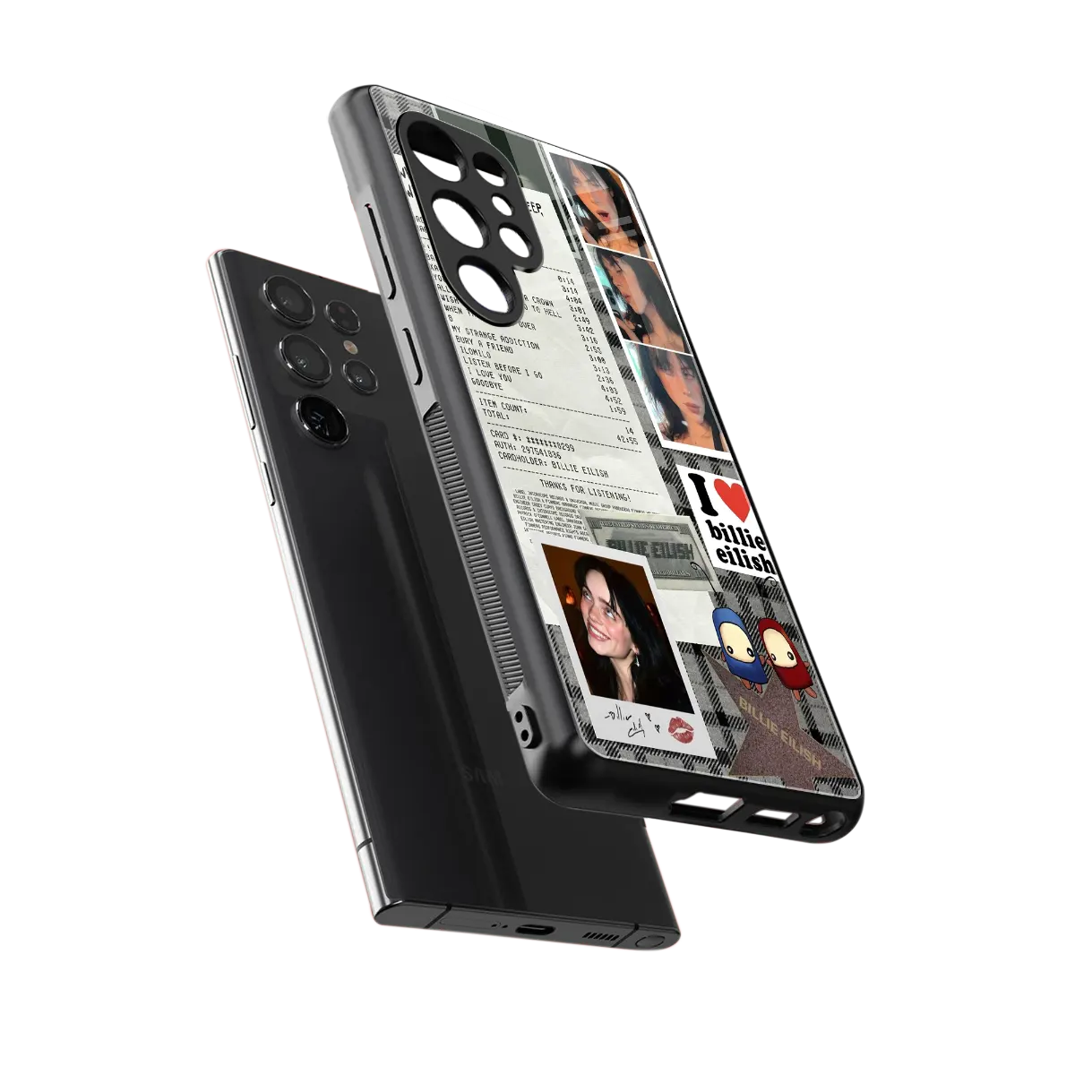 Billie Eilish sleek samsung galaxy s26 ultra cover with tempered glass back and TPU edges