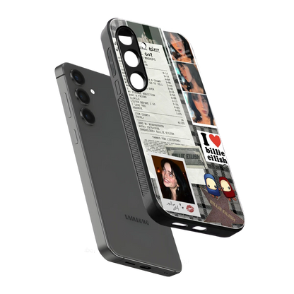 Billie Eilish sleek samsung galaxy s25 cover with tempered glass back and TPU edges