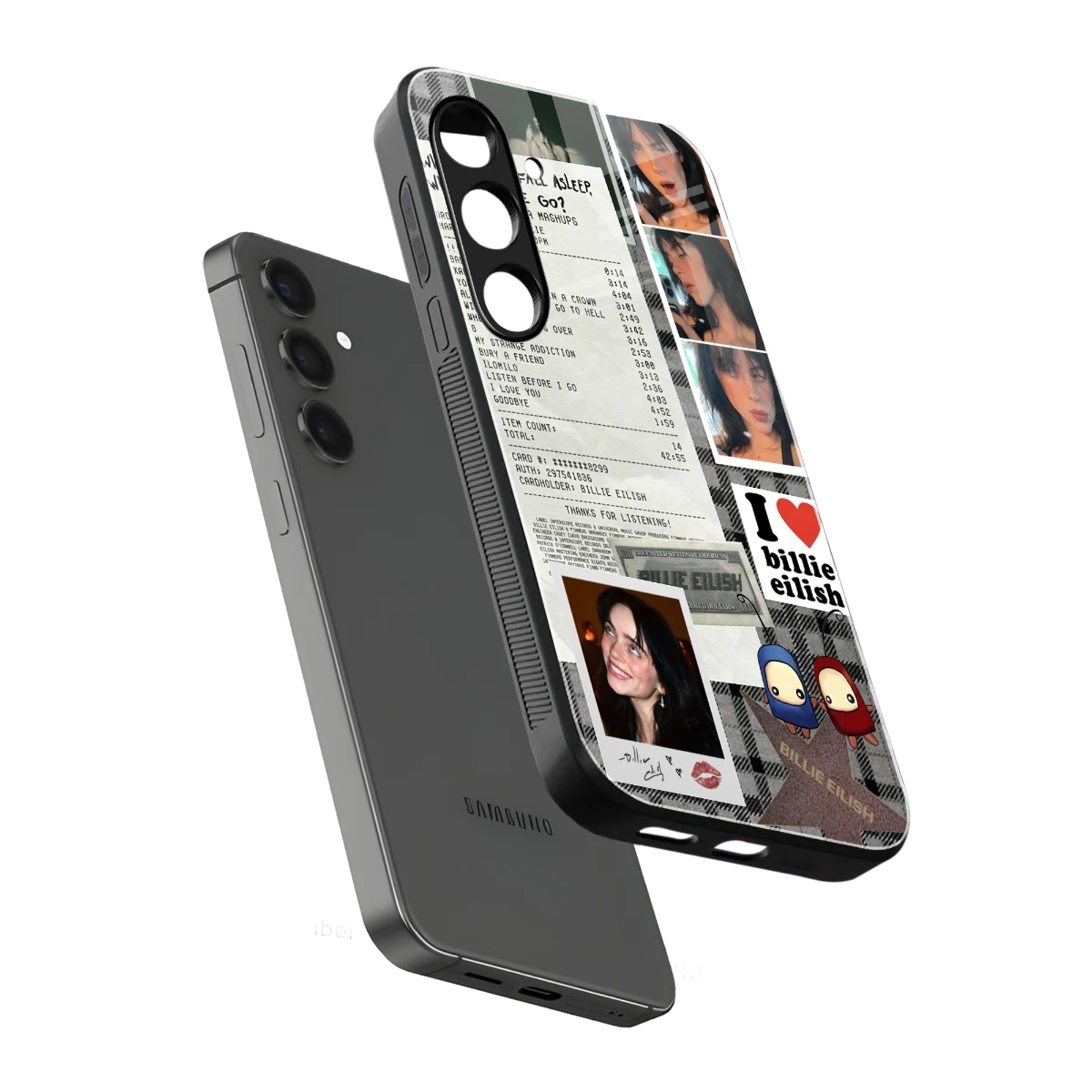 Billie Eilish sleek samsung galaxy s23 fe cover with tempered glass back and TPU edges