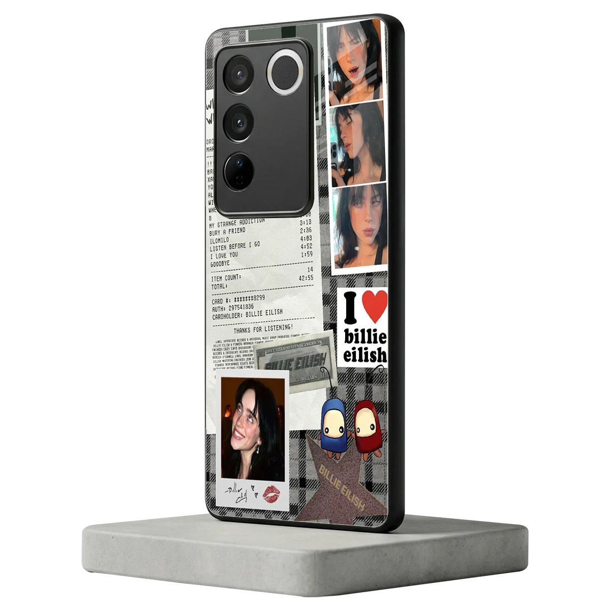 Billie Eilish vivo v27 5g mobile cover | shockproof glass phone case