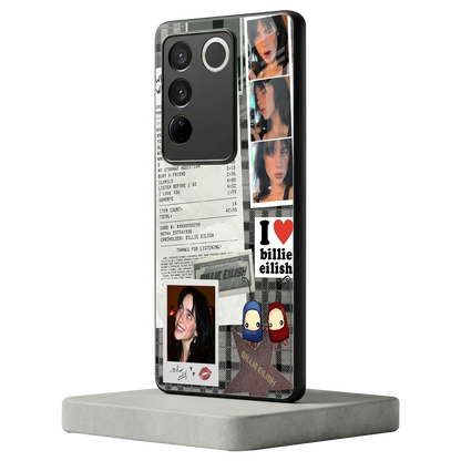 Billie Eilish vivo v27 5g mobile cover | shockproof glass phone case