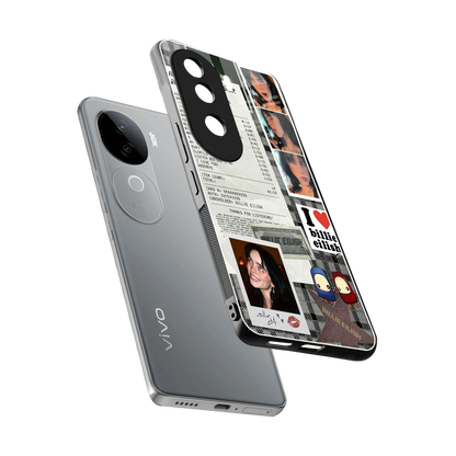 Billie Eilish sleek vivo v40e cover with tempered glass back and TPU edges