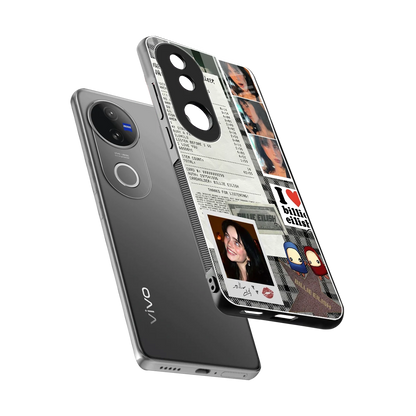 Billie Eilish sleek vivo v50 cover with tempered glass back and TPU edges