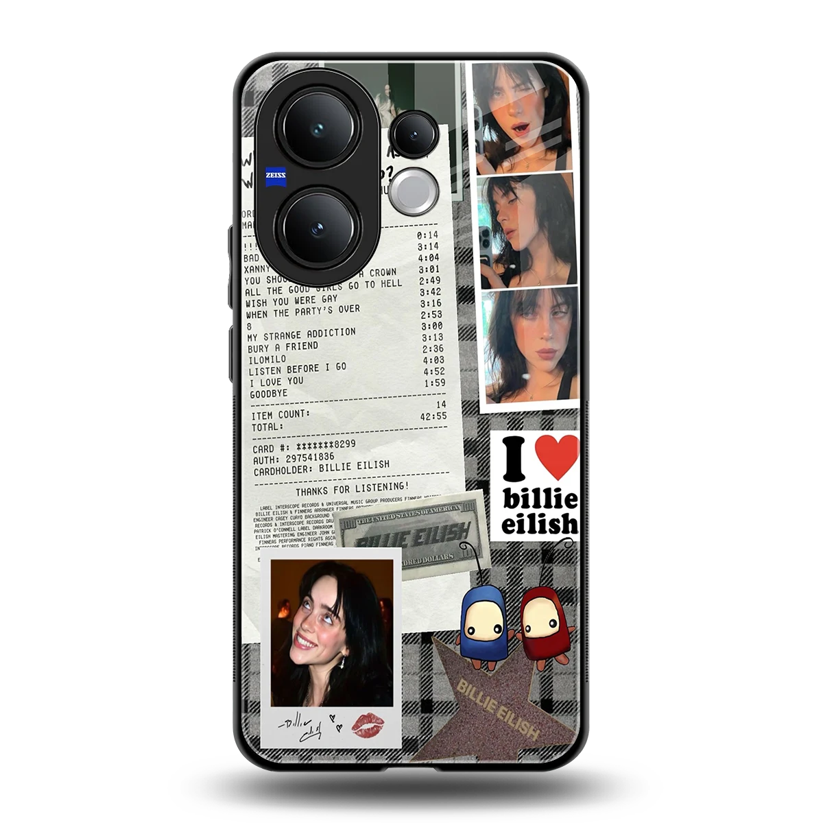 Billie Eilish back phone cover | glass case for vivo v60