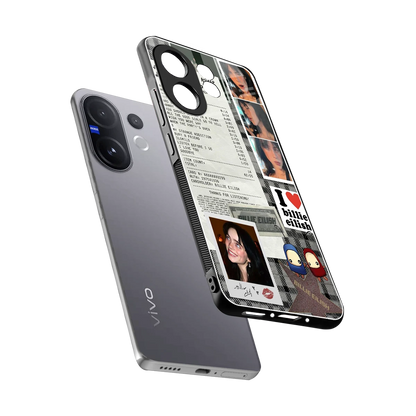 Billie Eilish sleek vivo v60 cover with tempered glass back and TPU edges