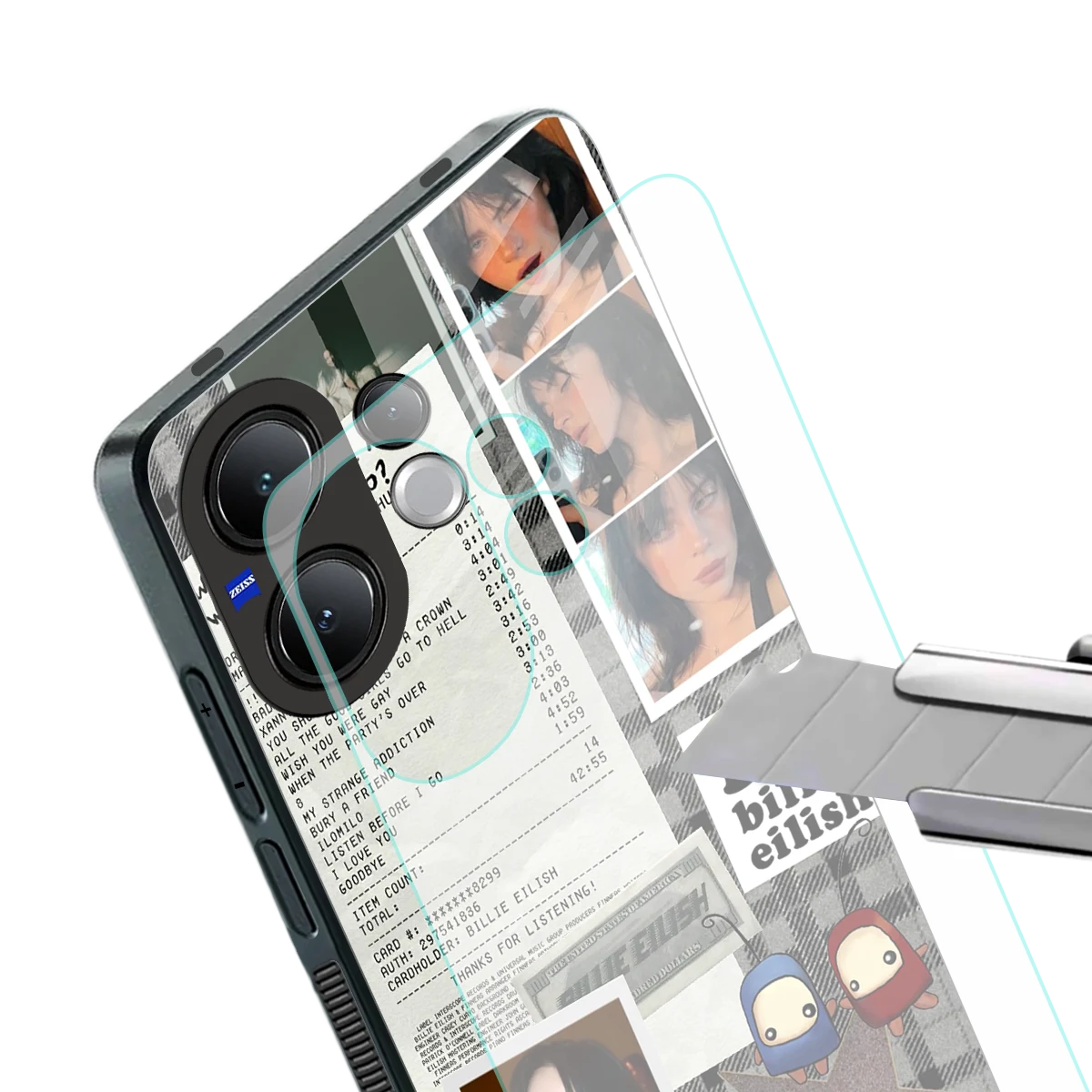 Billie Eilish stylish phone case for vivo v60 | glossy glass and slim fit