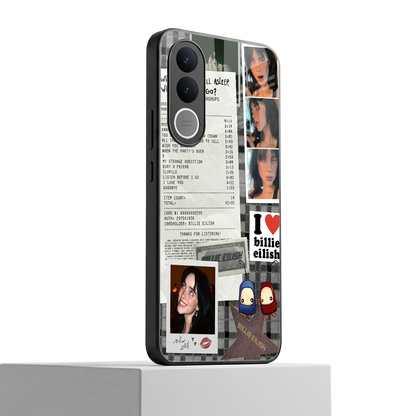Billie Eilish vivo v70 fe mobile cover | shockproof glass phone case