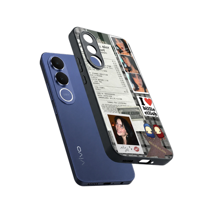 Billie Eilish sleek vivo v70 fe cover with tempered glass back and TPU edges