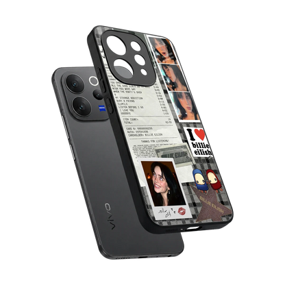 Billie Eilish sleek vivo v70 elite cover with tempered glass back and TPU edges