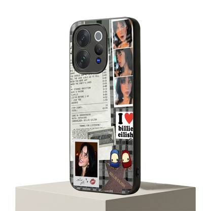 Billie Eilish vivo v70 mobile cover | shockproof glass phone case