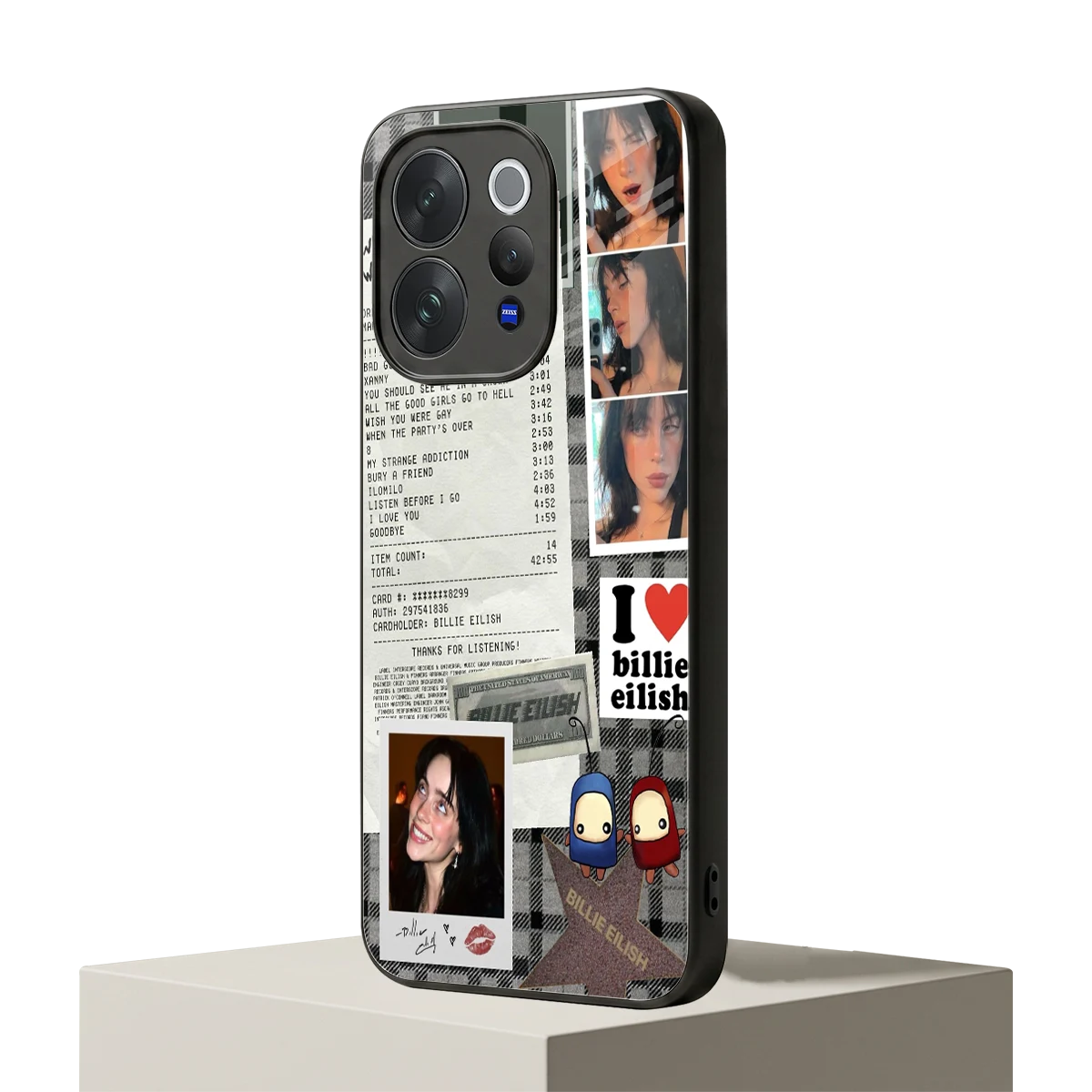 Billie Eilish vivo v70 elite mobile cover | shockproof glass phone case