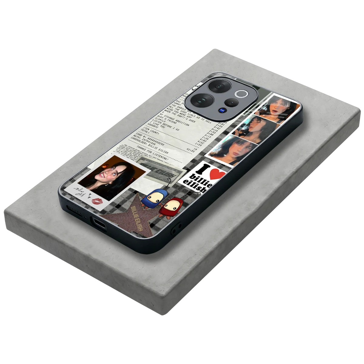 Billie Eilish stylish phone case for vivo v70 elite | glossy glass and slim fit