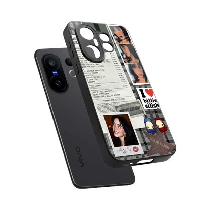 Billie Eilish sleek vivo x200 fe cover with tempered glass back and TPU edges
