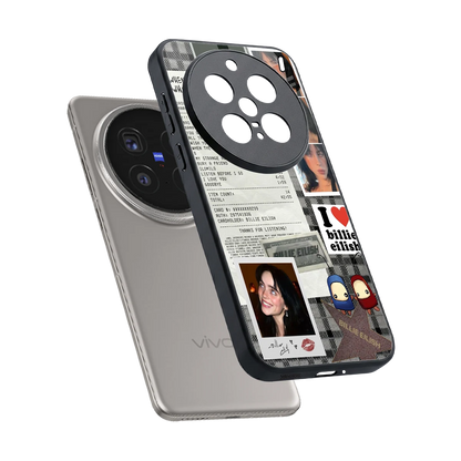 Billie Eilish sleek vivo x200 pro cover with tempered glass back and TPU edges