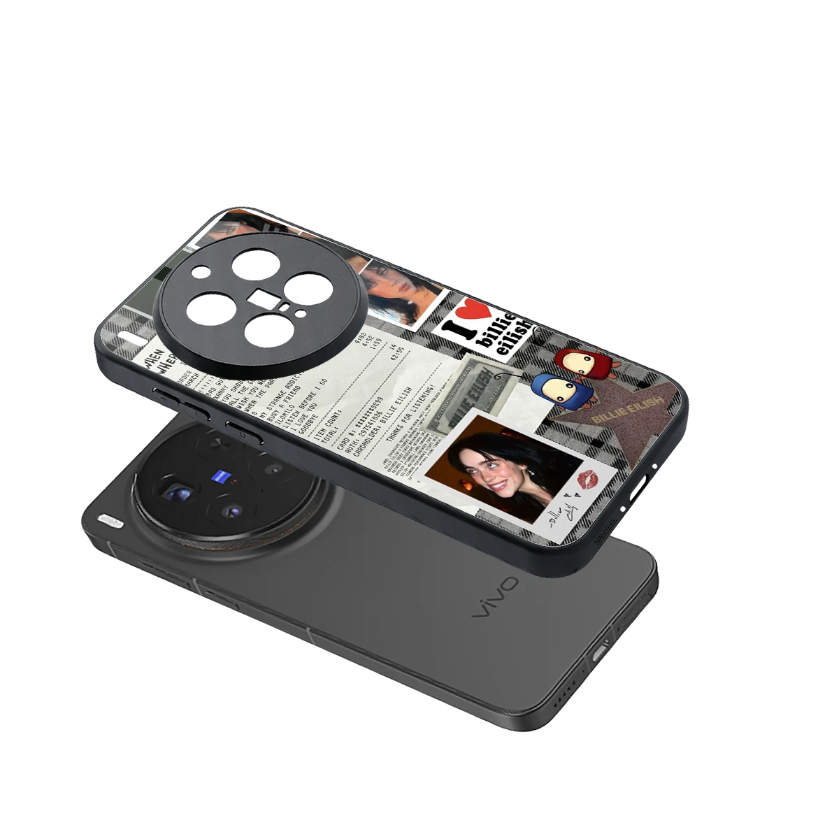Billie Eilish sleek vivo x300 pro cover with tempered glass back and TPU edges